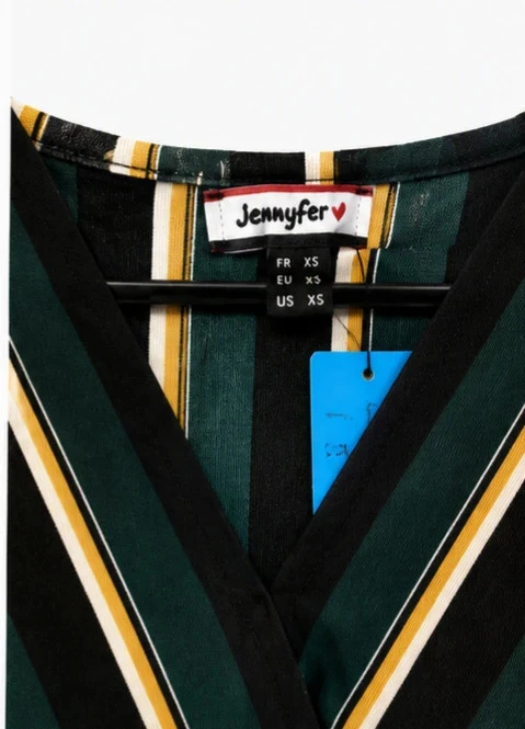 Top Jennyfer gestreept XS – Groen zwart cache-côur trendy stijl – photo 2